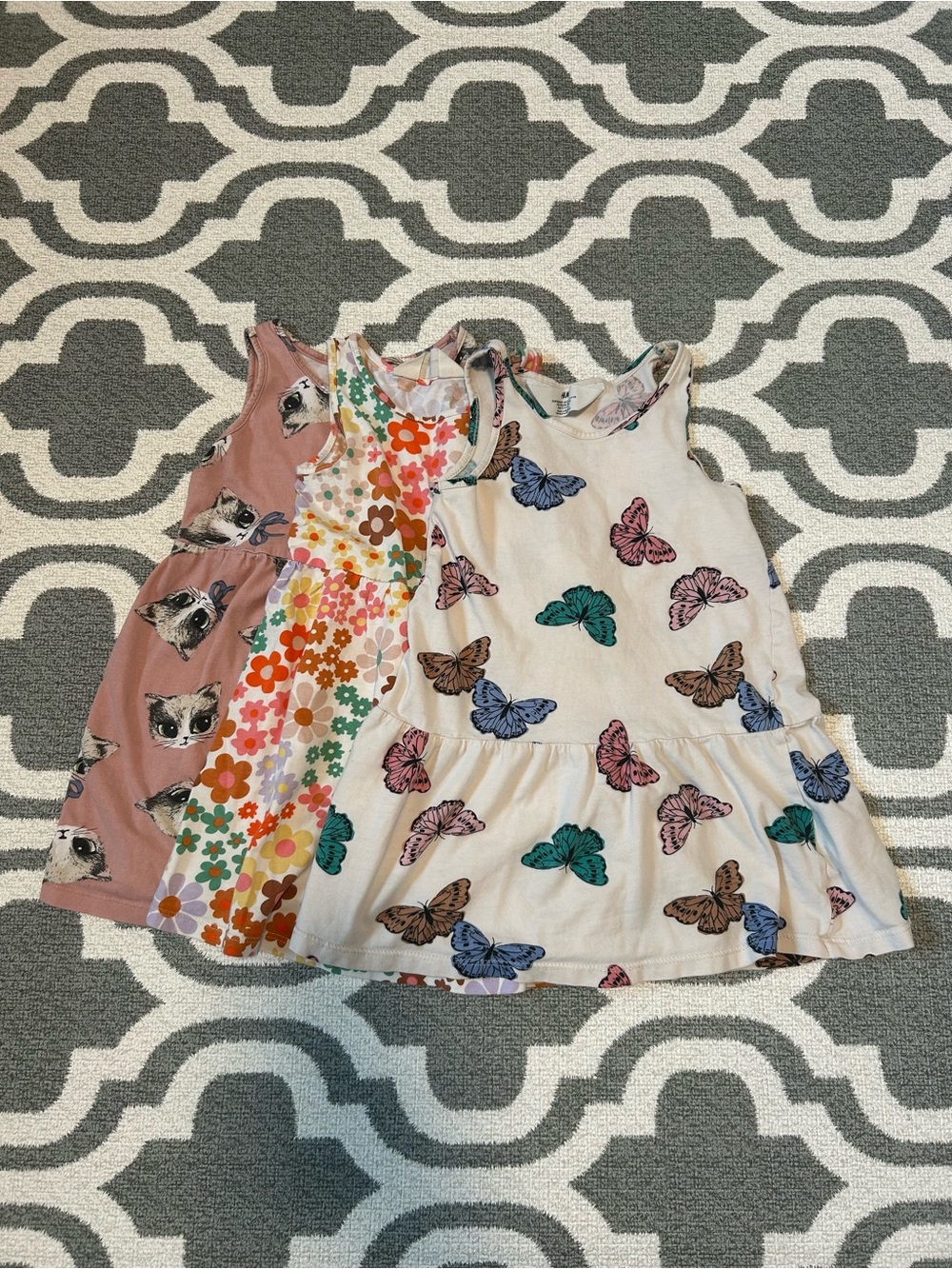 H&M Toddler Sleeveless Dresses: Set of 3 - butterflies, cats, floral